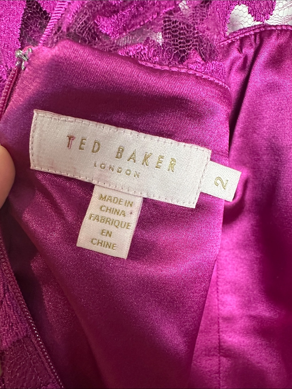 Ted Baker Fuchsia Lace Fit-and-Flare Mini Dress Formal wedding guest designer - Picture 9 of 16